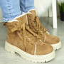 ZENEDA Camel Ankle Lace Up Lined Boots